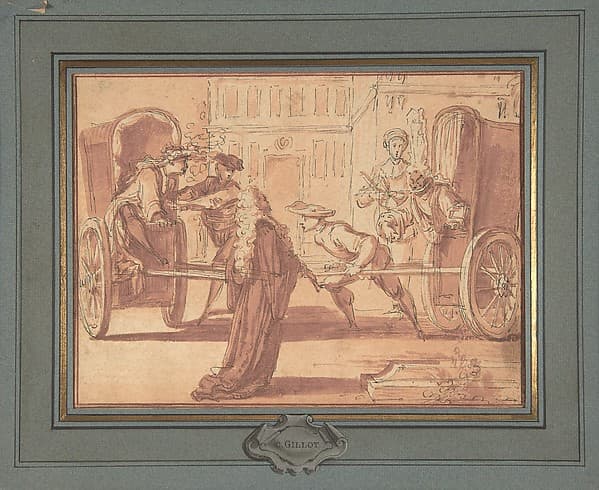 La scène des deux carrosses, by Claude Gillot