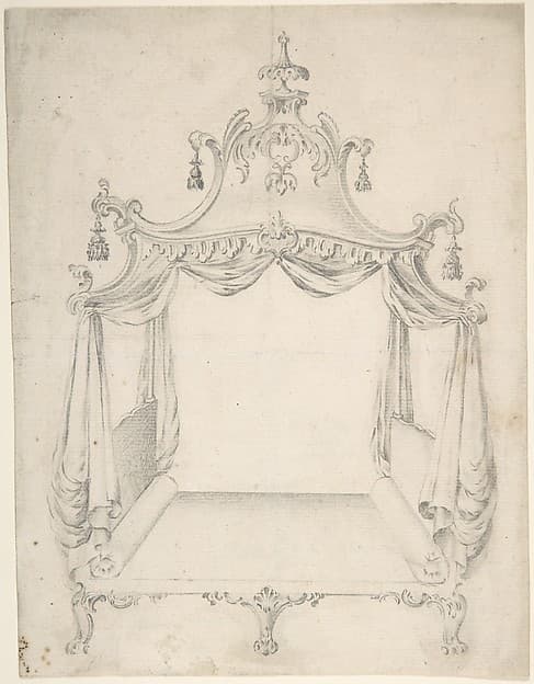 Design for a Four-poster Bed with Hangings, by Anonymous, British, 18th century