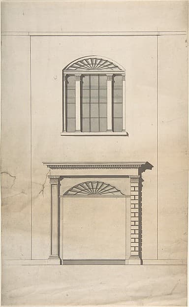 Design for a Fireplace and Window, by Anonymous, British, 18th century