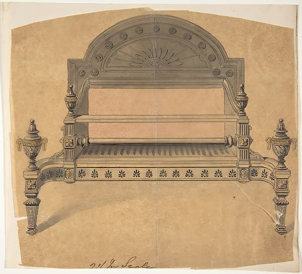 Design for a Fireplace Grate, by Anonymous, British, 19th century