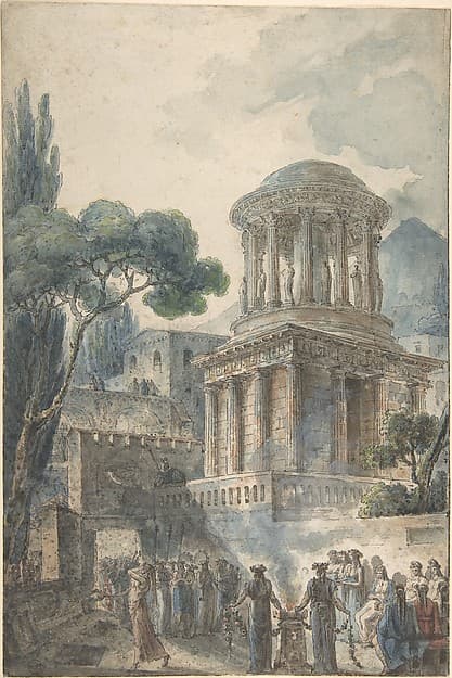Ancient Scene with a Funeral Ceremony for an Actor, by Louis Jean Desprez