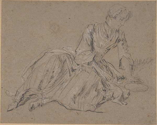 Woman Seated on the Ground, by Nicolas Lancret