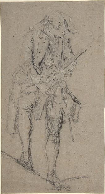 Standing Hunter Holding a Rifle, by Nicolas Lancret