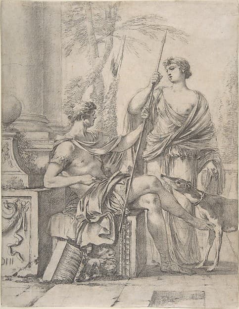 Cephalus Receiving the Spear and Hound from Procris, by Laurent de La Hyre