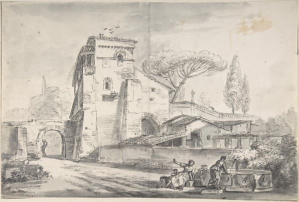Italian Country House Beside a Road, by Jean-Baptiste Lallemand