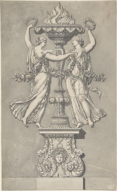 Candelabrum with Two Victory Figures (for 'Ornamenti Diversi'), by Giocondo (Giuseppe) Albertolli