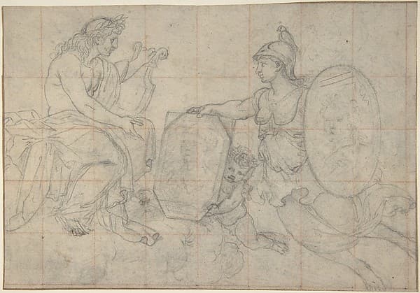Minerva Presenting Two Portraits to Apollo, by Eustache Le Sueur