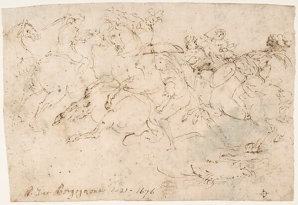 Cavalry Engagement (recto); Concert of Angels (verso), by Francesco Allegrini