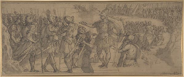 Design for a Narrative Frieze: A Commander Addressing His Troops, by Alessandro Allori