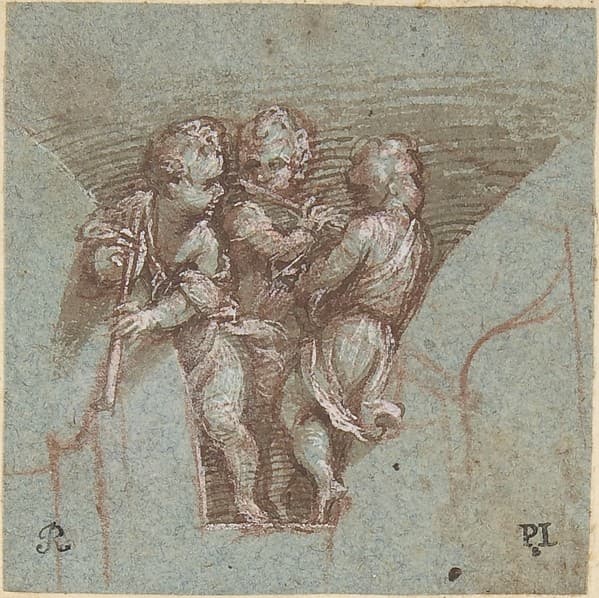 Design for a Pendentive: Youthful Musicians with Wind Instruments, by Pomponio Amalteo