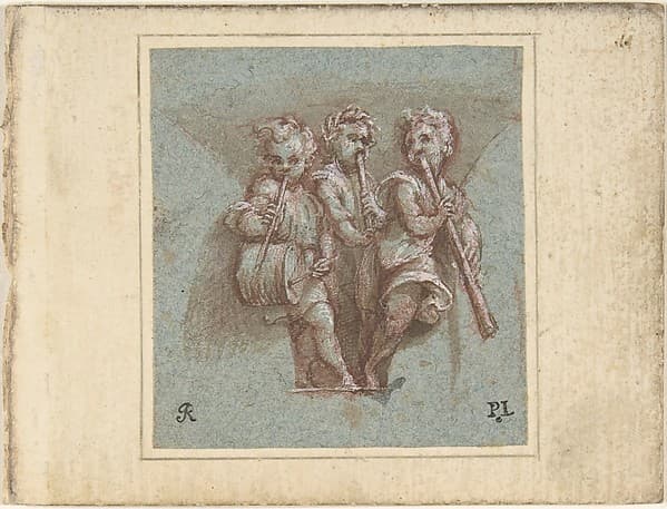 Design for a Pendentive: Youthful Musicians with Wind Instruments and a Drum, by Pomponio Amalteo