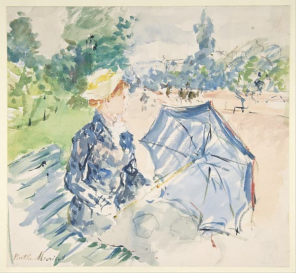 A Woman Seated at a Bench on the Avenue du Bois, by Berthe Morisot