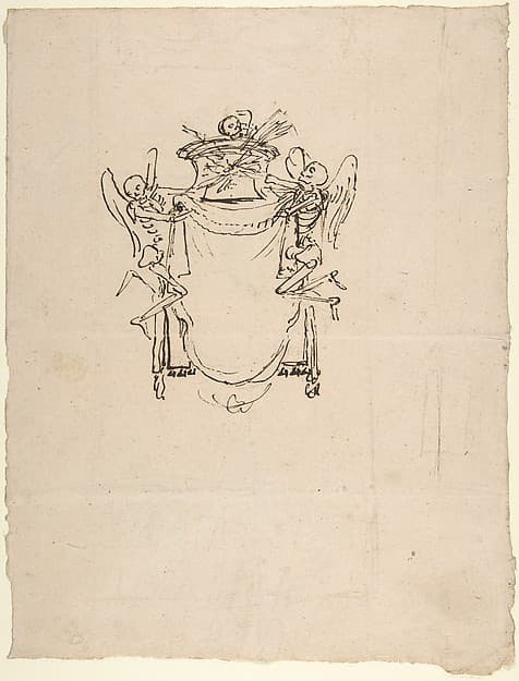 Sketches for a Wall Tomb with Skeletons, by Gian Lorenzo Bernini