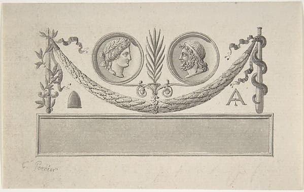 Vignette with Two Portrait Medallions, by Charles Percier