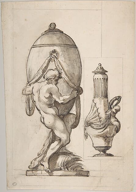 Two Designs for Vases (recto); Variant Design for a Vase (verso), by Ennemond Alexandre Petitot