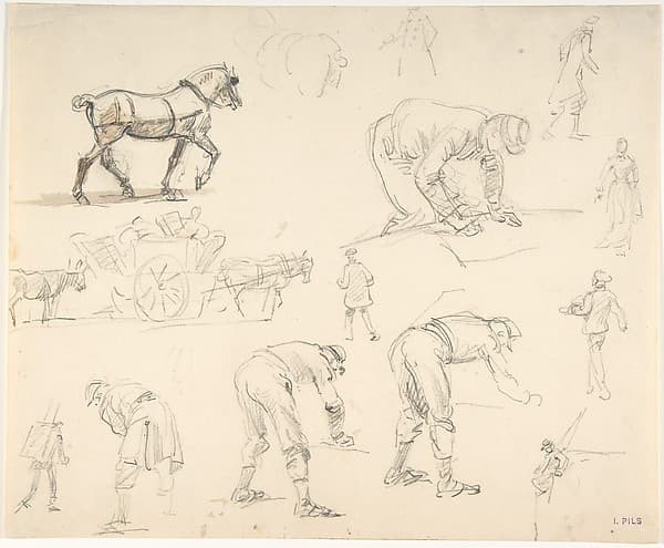 Studies of Soldiers and Cart Horses, by Isidore Pils