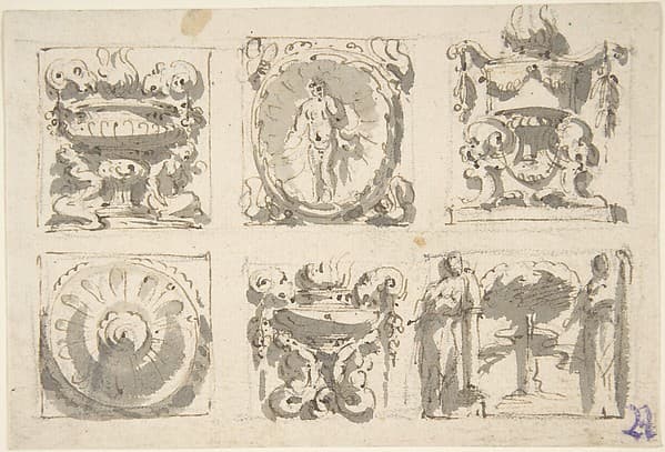 Six Designs for the Decoration of Rectangular and Horizontal reliefs, by Giuseppe Bernardino Bison