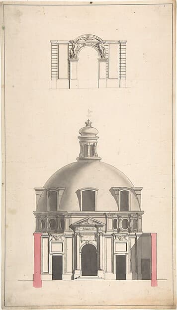 Elevation of the Amphitheatre and Entrance Gate of the Collège des Chirugies, Paris, by Jacques François Blondel