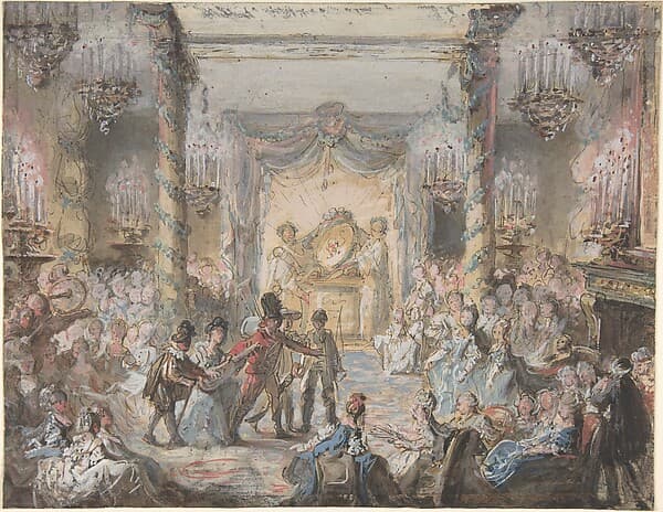 Theatrical Divertissement at an Evening Party, by Anonymous, French