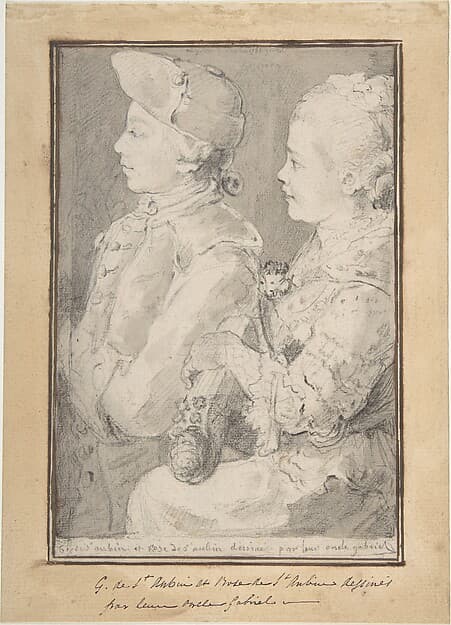 Germain-Augustin and Rose de Saint-Aubin, Drawn by Their Uncle, by Gabriel de Saint-Aubin