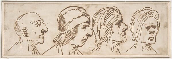 Four Caricatured Heads, by Pier Francesco Mola