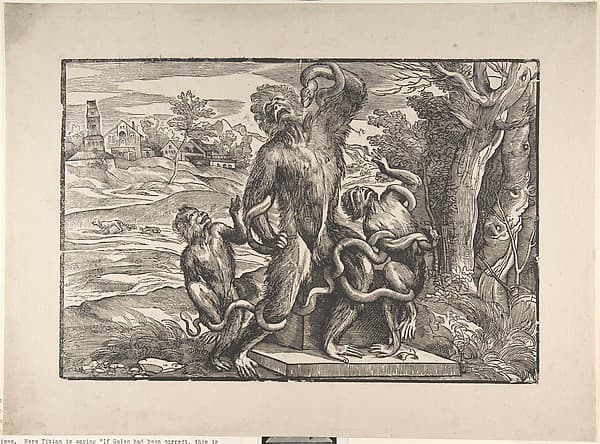 Caricature of the Laocoön scuptural group, excavated in Rome in 1506, by Nicolò Boldrini
