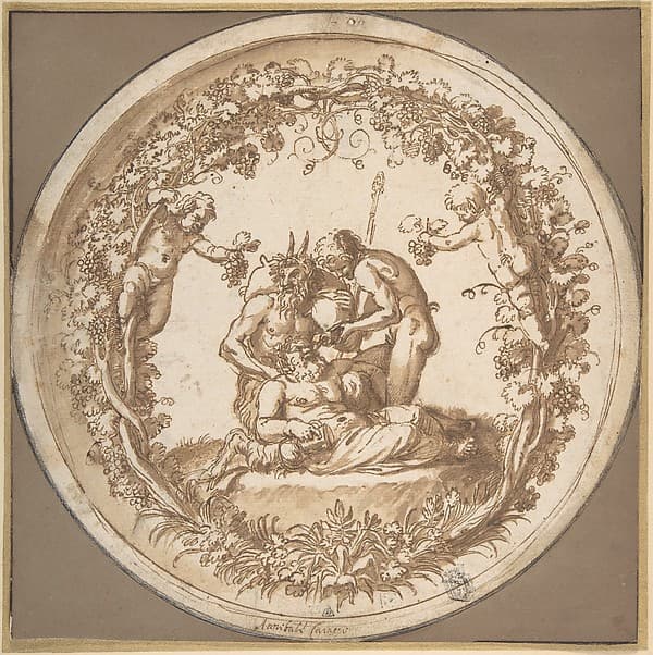 The Drunken SiIenus: Design for the "Tazza Farnese", by Annibale Carracci