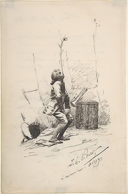 Boy Balancing a Tall Weed on His Nose, by Jean-Georges Vibert