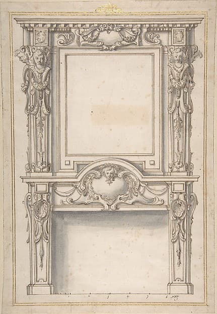 Design for a Fireplace, by Anonymous, French, 17th century