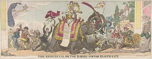 The Rehearsal or the Baron and the Elephant, by George Cruikshank