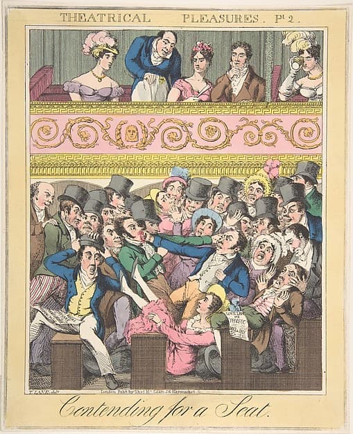Theatrical Pleasures, Plate 2: Contending for a Seat, by Theodore Lane