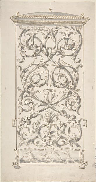 Design for Back of a Sedan Chair, by Anonymous, French, 18th century