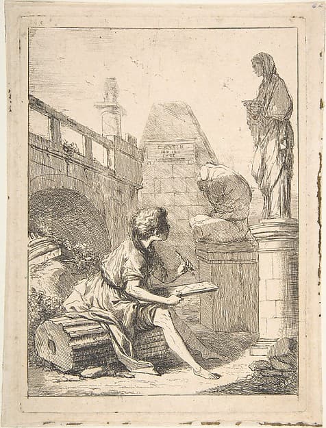 Boy Sketching Ruins, by Charles Hutin