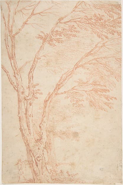 A tree and figure, by Anonymous, French, 18th century