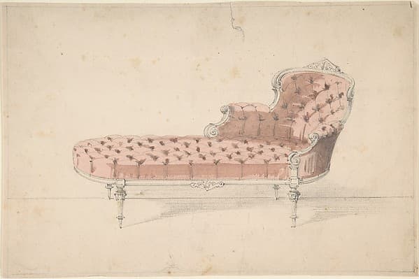 Design for Chaise Lounge, by Anonymous, French, 19th century