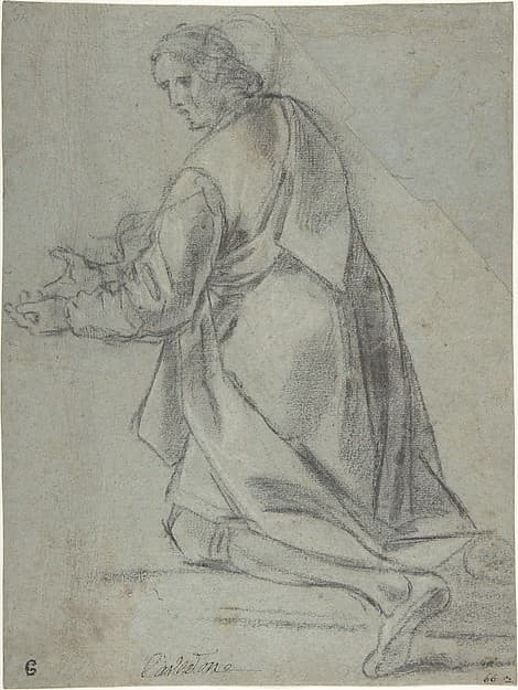 Kneeling Youth Facing Left, by Giacomo Cavedone
