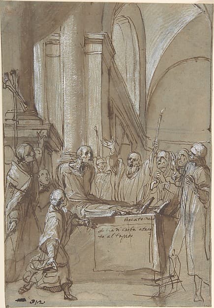 Raymond Diocrès Speaking During His Funeral (from the Life of Saint Bruno of Cologne), by Daniele Crespi