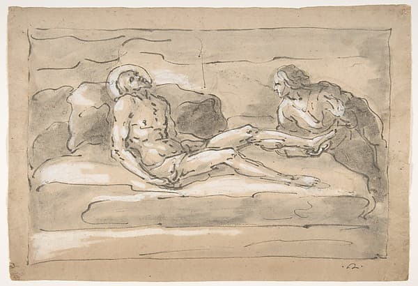 The Dead Christ Mourned by the Magdalen Who Venerates the Wounds on His Feet, by Fortunato Duranti