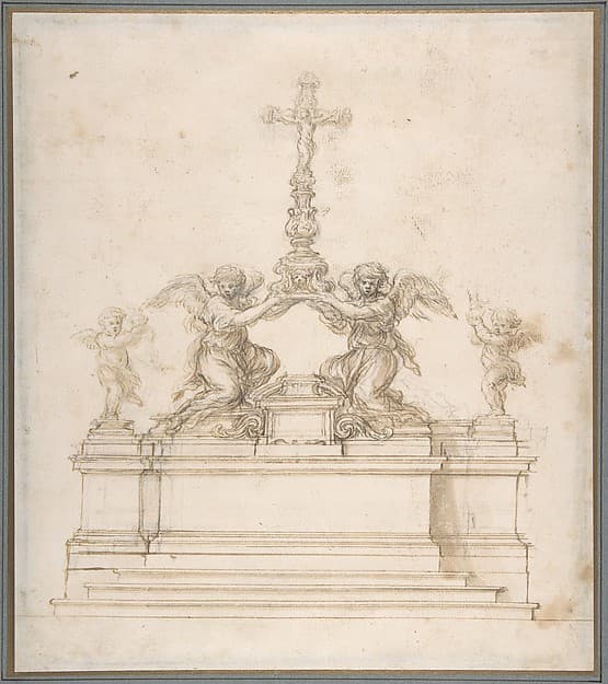 Design for an Altar with Kneeling Angels Supporting a Crucifix, by Ciro Ferri