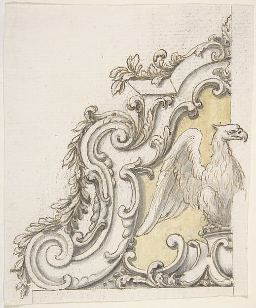 Design for a Sculptural Ornament With an Eagle, Volutes and Leaves, by Giovanni Battista Foggini
