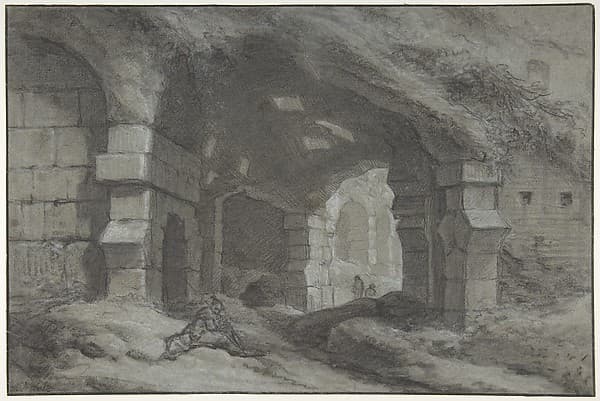 View Within the Colosseum, Rome, by Charles Michel Ange Challe