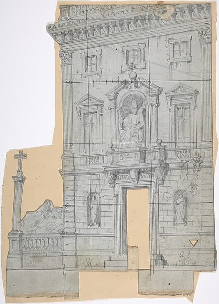 Design for a Stage Set at the Opéra, Paris: Building Façade, by Eugène Cicéri