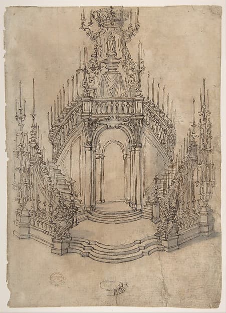 Designs for a Funerary Monument with Stairs (recto); Various Funerary Monument Designs (verso), by Giovanni Battista Foggini