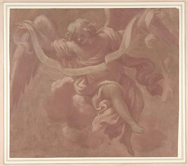Angel Holding a Banderole, by Antonio Franchi (Il Lucchese)