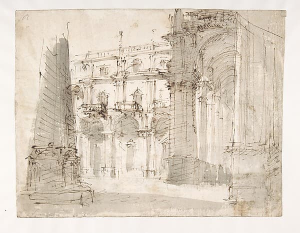 Street Scene with a Palace Façade and an Arcade, by Fabrizio Galliari