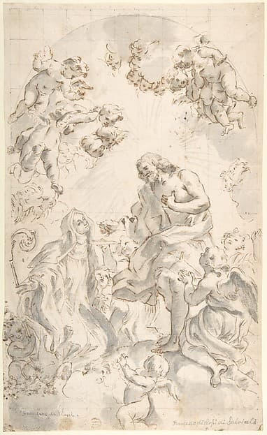 Christ Giving the Host to a Holy Abbess (after Gaulli), by Giovanni Battista Gaulli (Il Baciccio)