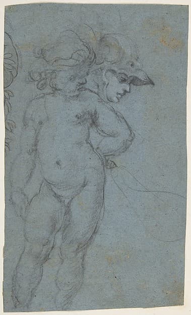 Standing Nude Putto and Study of a Helmeted Head, by Micco Spadaro (Domenico Gargiulo)