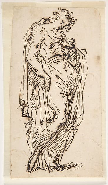 Standing Draped Female Figure, by Micco Spadaro (Domenico Gargiulo)