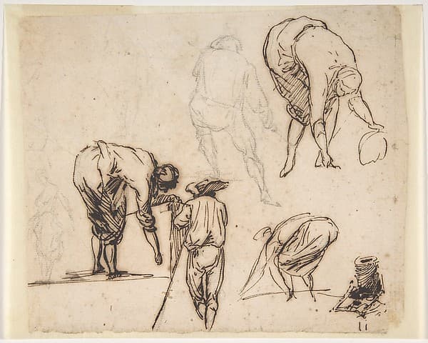 Standing Figure and Figures Bending Over, by Micco Spadaro (Domenico Gargiulo)