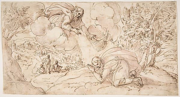 God the Father Appearing to a Kneeling Figure, by Micco Spadaro (Domenico Gargiulo)